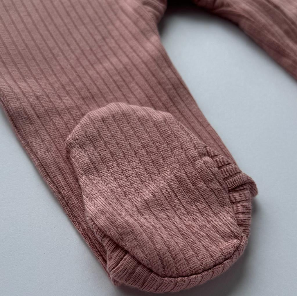 Organic Ribbed Romper - Rose