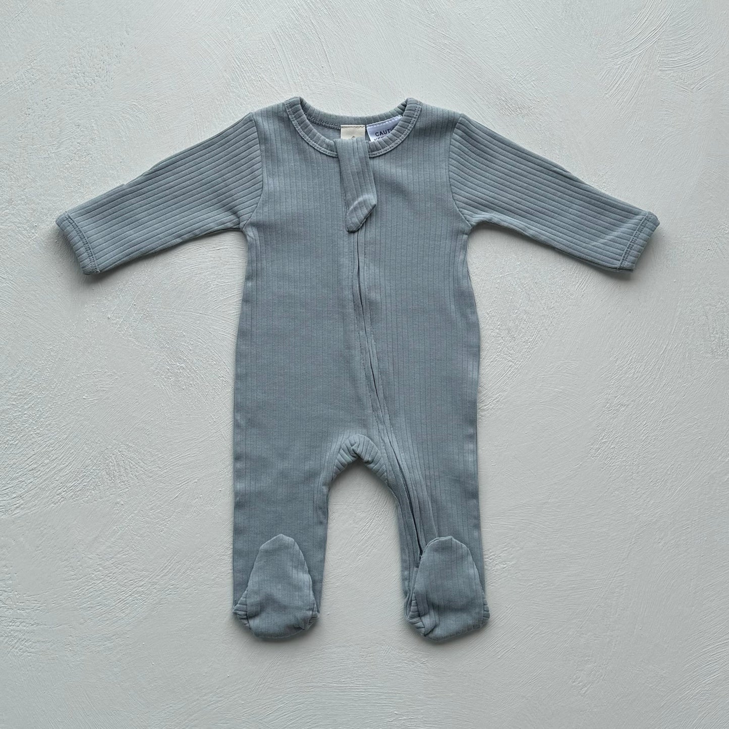 Organic Ribbed Romper - Bluebell