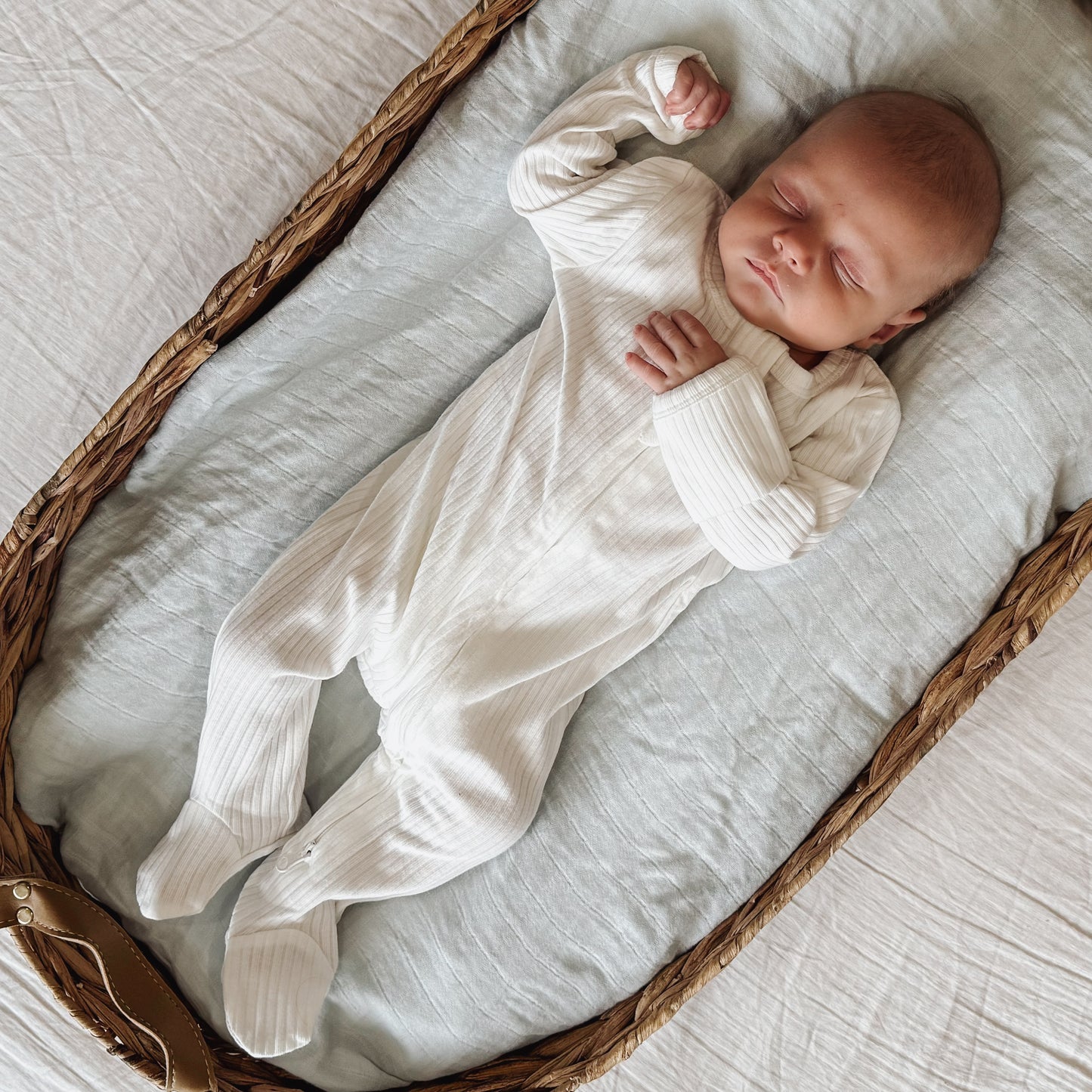 Organic Ribbed Romper - Snowflake
